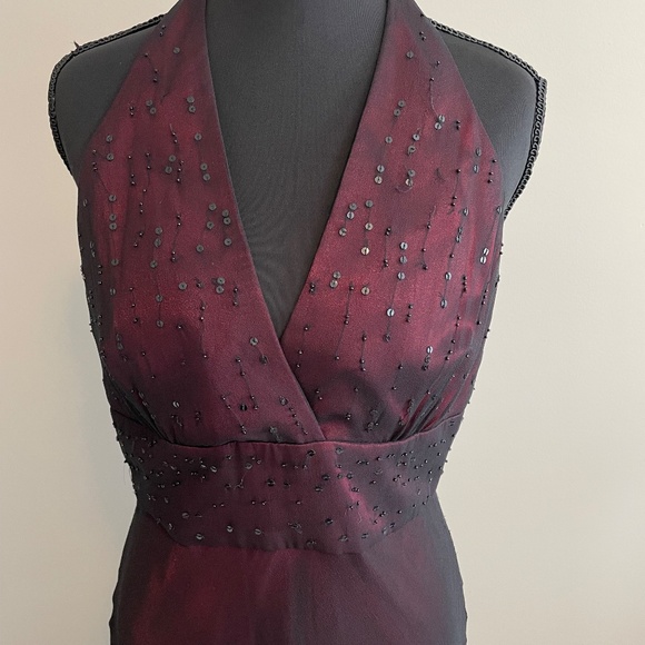 Jones NY - Tie Back Halter Midi Dress - Wine - Size 8 - Picture 3 of 12